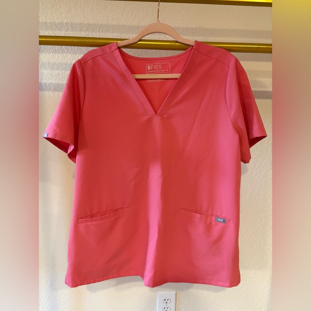 Women’s Figs scrub top uniform shirt- coral pink